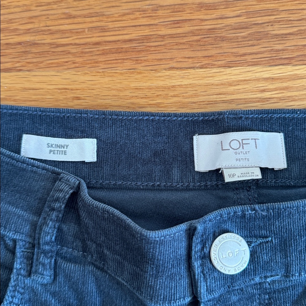 LOFT Dark Blue Gray Corduroy Skinny Petite Pants 10P - Picture 3 of 5